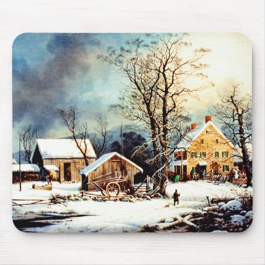 Kalter schneebedeckter Morgen Mousepad (Vorne)