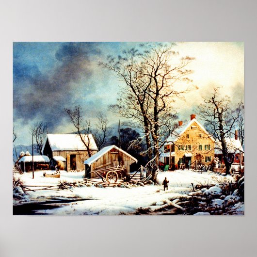 Kalter schneebedeckter Morgen Poster (Vorne)