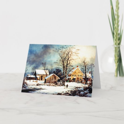 Kalter Schneevormittag Feiertagskarte (Vorderseite)