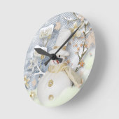 Kalter Winter-Schneemann Runde Wanduhr (Winkel)