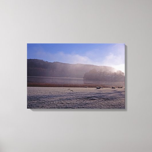 Kalter Wintermorgen Esthwai Water England Leinwanddruck (Vorderseite)