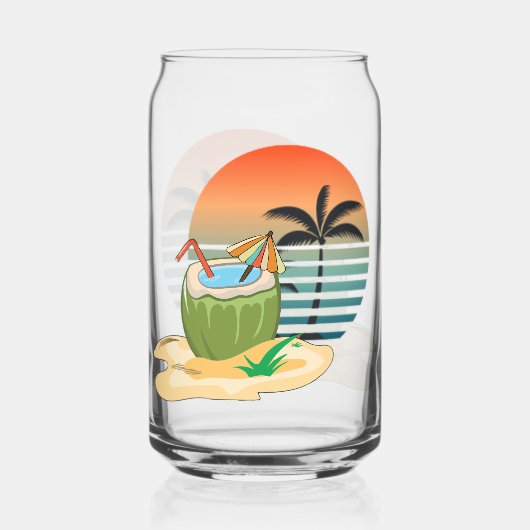 Kaltes Getränk, heißer Strand Dosenglas (Rückseite)