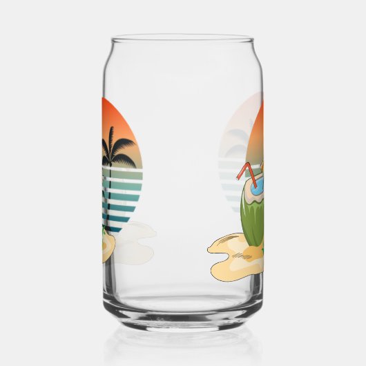 Kaltes Getränk, heißer Strand Dosenglas (Rechts)