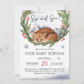 Kaltes Outdoor-Wald Fox Winter Sip und sehen Einladung (Vorderseite)