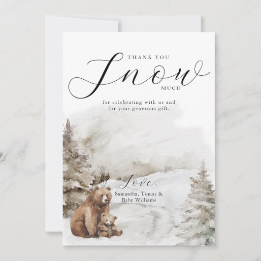 Kaltes Outdoor Winterwald Neutrale Babydusche Dankeskarte (Vorderseite)