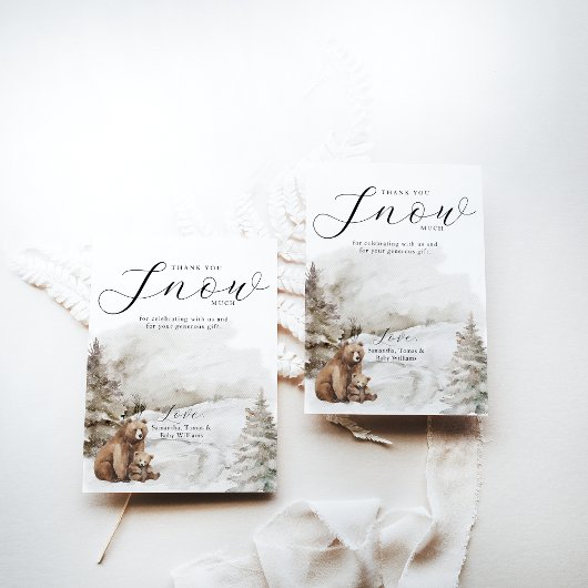 Kaltes Outdoor Winterwald Neutrale Babydusche Dankeskarte