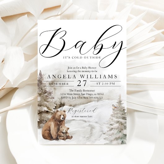 Kaltes Outdoor Winterwald Neutrale Babydusche Einladung