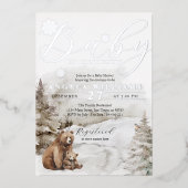 Kaltes Outdoor Winterwald Neutrale Babydusche Folieneinladung (Vorderseite)