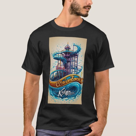 : Kalyan Amusement Park: Lebhaftes Wave-Inspired-L T-Shirt (Vorderseite)