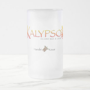 Kalypso buntes Logo mit Mattglas Bierglas