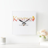 Kalypso buntes Logo mit Quadratische Wanduhr (Zuhause)