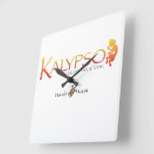 Kalypso buntes Logo mit Quadratische Wanduhr (Winkel)