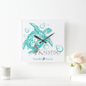 Kalypso-Meeresschildkröte Quadratische Wanduhr (Zuhause)