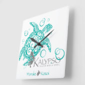 Kalypso-Meeresschildkröte Quadratische Wanduhr (Winkel)