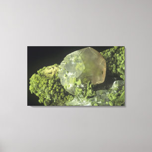 Kalzitkristall und Mottramite, Tsumeb Bergwerk, Leinwanddruck