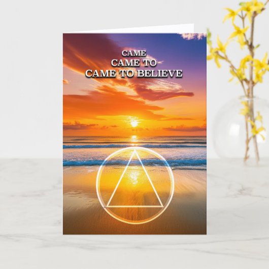 Kam zu glauben OM Slogan Beach bei Sunrise Karte (Gelbe Blume)