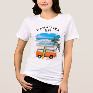 Kamaʻaina Oahu Orange Vintage Van Hawaii-Einwohner Tri-Blend Shirt