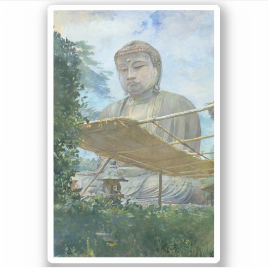 Kamakura Daibutsu Buddha Aquarell Aufkleber (Vorderseite)