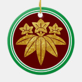 Kamakura Minamoto Mon Japanisch Clan Imitate Gold  Keramik Ornament (Hinten)