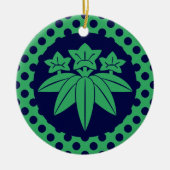 Kamakura Minamoto Mon Japanisch Clan Marine blau Keramik Ornament (Vorne)