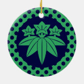 Kamakura Minamoto Mon Japanisch Clan Marine blau Keramik Ornament (Hinten)