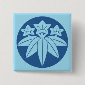 Kamakura Minamoto Mon Japanischer Clan in blau Button (Vorderseite)