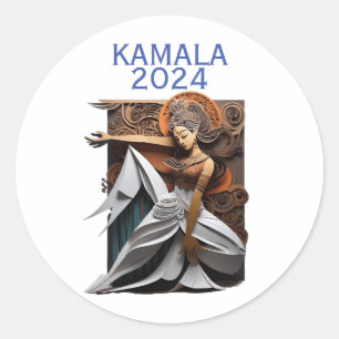 Kamala 2024 für Präsident Thunder_Cove Runder Aufkleber