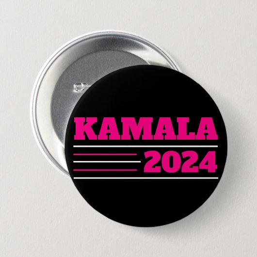 Kamala 2024 in Rosa und Weiß Button (Vorne & Hinten)