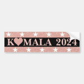 KAMALA 2024 Rosa Glitzer Herz auf Schwarz Autoaufkleber (Vorne)