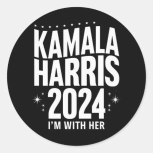 Kamala 2024 Support Ich bin mit ihrer Kamala Harri Runder Aufkleber