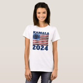 KAMALA 2024 USA Flaggen blaue rote Imitate Glitzer T-Shirt (Vorne ganz)