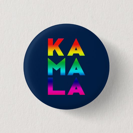 kamala 3 Silben Regenbogenart Typografie Marine Button (Vorderseite)