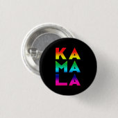 kamala 3 Silben Regenbogenstolz Typografie schwarz Button (Vorne & Hinten)