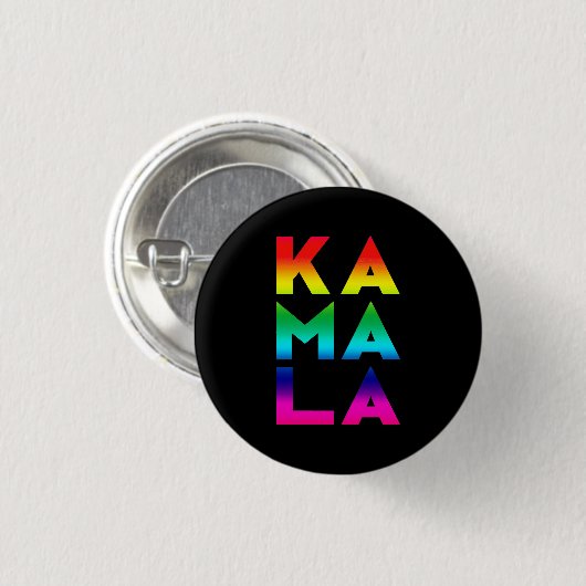 kamala 3 Silben Regenbogenstolz Typografie schwarz Button (Vorne & Hinten)