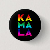 kamala 3 Silben Regenbogenstolz Typografie schwarz Button (Vorderseite)