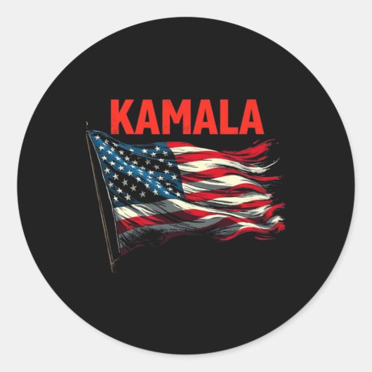Kamala American Flag Runder Aufkleber (Vorderseite)