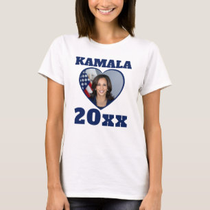 KAMALA Benutzerdefiniertes Foto Herz blau Demokrat T-Shirt