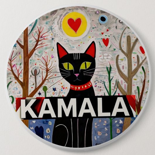 Kamala Black Cat Herz Kamala Button (Vorderseite)