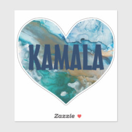 Kamala Blue Alcohol Ink Heart Aufkleber