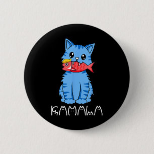 Kamala Cat essen Fisch Funny Harris Trump 2024 für Button
