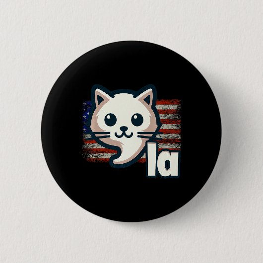 Kamala Cat US-Flagge Politische Katze Premium Button (Vorderseite)