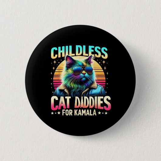 Kamala Childless Cat Daddies for Kamala Black Cat Button (Vorderseite)