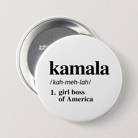 Kamala Definition: Mädchenboss in Amerika Button (Vorne & Hinten)