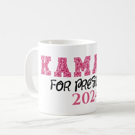 Kamala für den Glitzer von Präsident Pink 2024 Kaffeetasse (Vorderseite Links)