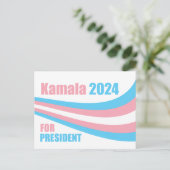 Kamala für Präsident 2024 Transgender Flag Postkarte (Stehend Vorderseite)