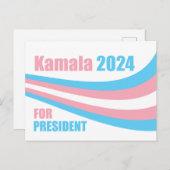 Kamala für Präsident 2024 Transgender Flag Postkarte (Vorne/Hinten)
