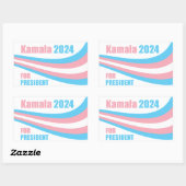 Kamala für Präsident 2024 Transgender Flag Rechteckiger Aufkleber (Blatt)