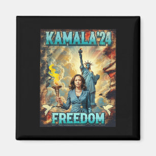 Kamala für Präsident Slogan Statue Liberty Pro Har Magnet