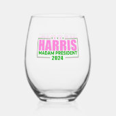 Kamala für Präsident Weinglas Ohne Stiel (Vorderseite)