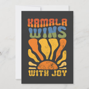 Kamala Gewinnt mit Freude Retro Boho Harris Walz Einladung